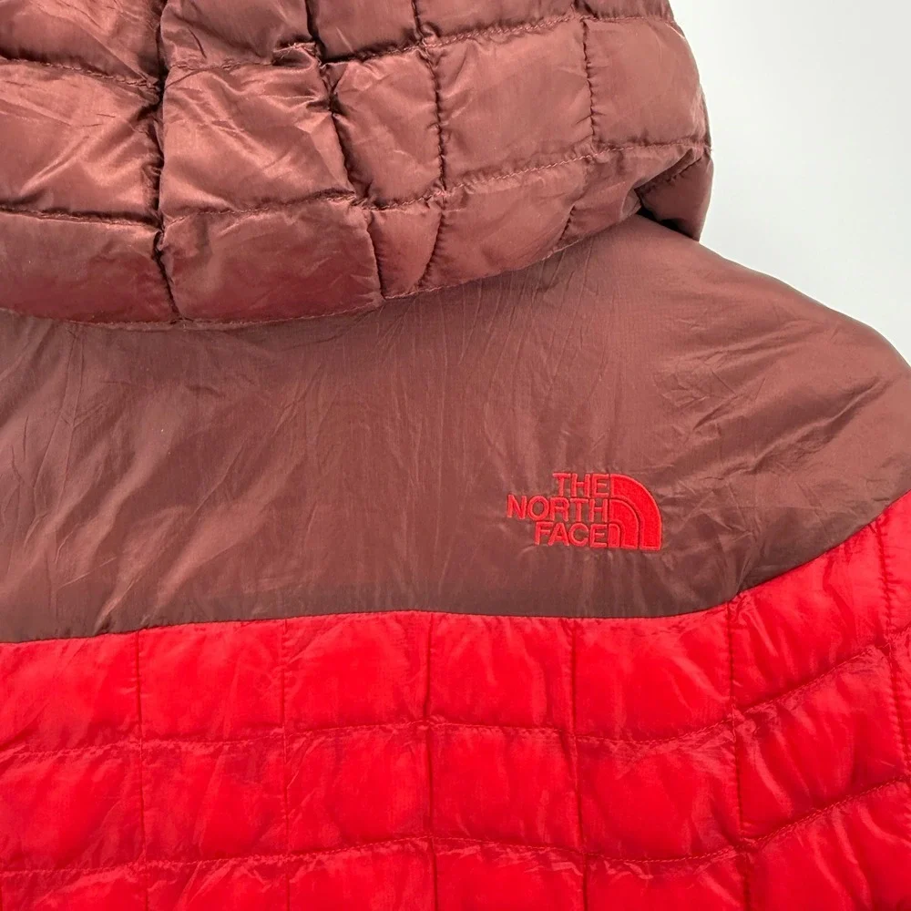 The North Face Thermoball Mens XXL Pre-Owned‎ Hooded Puffer Jacket Red Brown